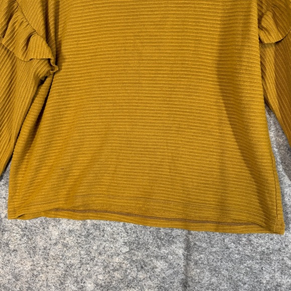 Rebecca King Mustard Ruffle Sleeve Ribbed Sweater Top Made in Canada Size XL - Picture 14 of 16